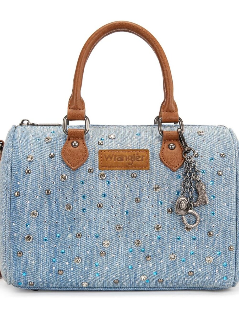 Wrangler Rhinestone Denim Barrel Bag for Women Crossbody Satchel Y2K Purse | Bli